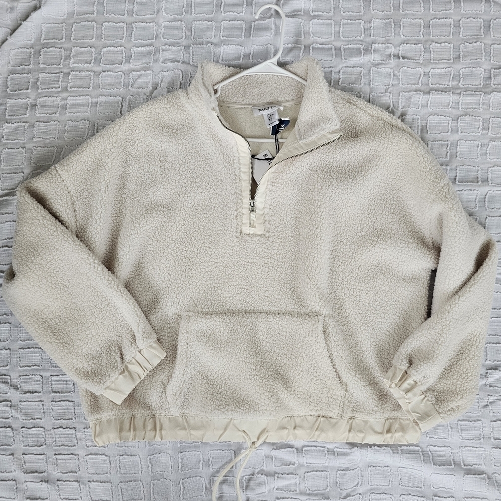 Nwt Bailey 44 Cream Colored Sherpa Quarter Zip Jacket